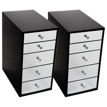 SlayStation 5-Drawer Mirrored Vanity Storage Unit, Pro Black, Pair