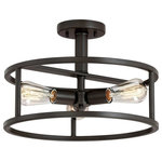 Quoizel - Quoizel New Harbor Three Light Semi-Flush Mount NHR1715WT - Three Light Semi-Flush Mount from New Harbor collection in Western Bronze finish. Number of Bulbs 3. Max Wattage 100.00 . No bulbs included. The New Harbor collection is completely unadorned for an open airy feel. The Western Bronze finish complements many decor styles and the Victorian Edison style bulb adds the perfect vintage touch to this understated collection. No UL Availability at this time.