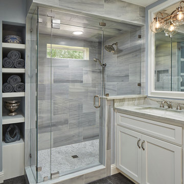 Marble walk-in shower