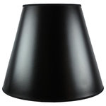 HomeConcept - Black Parchment Gold-Lined Empire Lamp Shade - Home Concept Signature Shades  feature the finest premium hardback parchment.   Durable parchement means your new lampshade will last for decades. It wont get brittle from smoke or sunlight like less expensive paper shades.  Heavy brass and steel frames means your shades can withstand abuse from kids and pets. It's a difference you can feel when you lift it. This hardback empire shade has a black with gold lining. The dark blocks most light from illuminating the shade, but the gold lining reflects the light up and down to light up the space.   Black Gold-Lined paper, an elegant addition to your home  Actual shade features same-height trim. Overall shade proportions/shape may vary slightly due to different ratio of dimensions, but is same design/style  Handcrafted by experienced designers, each shade is unique  Top quality lampshade, popular with designers and hotels  10 Top x 18 Bottom x 15 Height  Fits best with a 13 harp.