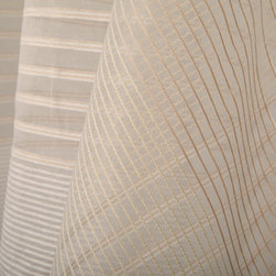 Tonya Stripe Sheer Drapery Fabric in Ecru - Drapery Fabric