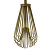 Caged Pattern Metal Table Lamp with Flared Empire Shade, Beige and Golden