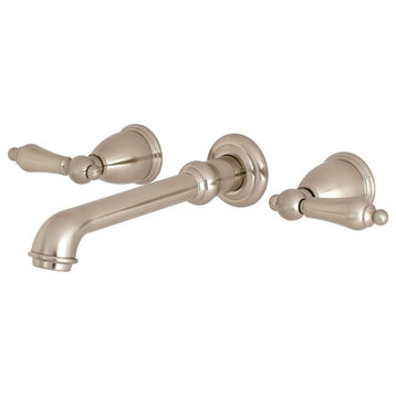 Traditional Bathtub Faucet, Widespread Design With Large Spout, Polished Chrome, Brushed Nickel