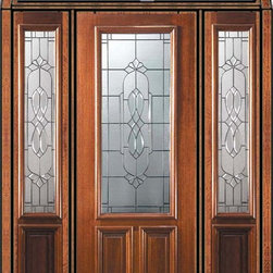 Pre-hung Sidelights-Transom Door 96 Mahogany Kensington 2/3 Lite - Front Doors