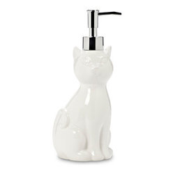 Morris the Cat Shaped White Ceramic Soap Dispenser - Bathroom Accessories