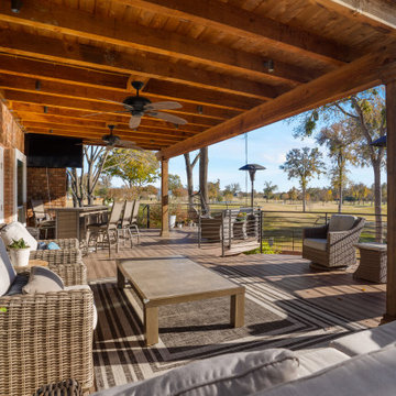 Elevated Curved Deck with Roof Extension Arbor