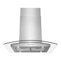 AKDY - AKDY Stainless Steel Island Mount Range Hood Tempered Glass Push Button Control - Range Hoods And Vents
