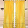 Yellow Ring Top  Sheer Sari Cafe Curtain / Drape / Panel  - 43W x 36L - Piece