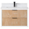 Dione Vanity With Aosta White Countertop, Weathered Pine, 30", No Mirror