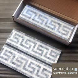 Greek Key Bardiglio Gray Carrara Venato Marble Mosaic - Mosaic Tile