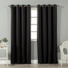 Silver Grommet Top Solid Thermal Insulated Blackout Curtain, Black, 84"