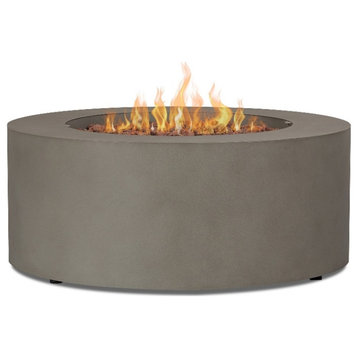Real Flame Aegean Round Contemporary Steel Propane Fire Table in Mist Gray