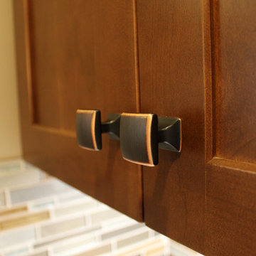 Transitional Cherry Kitchen with Great Organizational Storage and Coat Rack