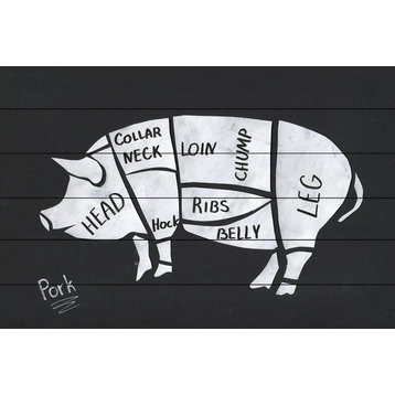 "Pork Formation" Painting Print on White Wood, 36"x24"