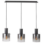 Artcraft Lighting - Henley AC11522SM Pendant, Satin Black - The "Henley Collection" 3 light pendant features satin black metal work complimented with half mirror glassware.  (Top of the glass is mirrored and bottom is clear). (also available in satin aluminum with clear glassware)