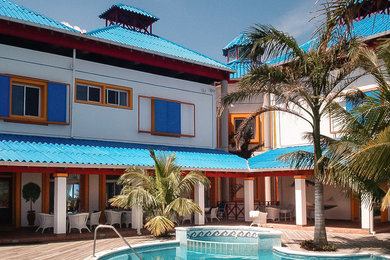 Huge beach style home design photo
