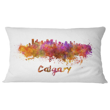 Calgary Skyline Cityscape Throw Pillow, 12"x20"