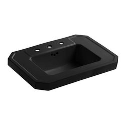 KOHLER - KOHLER Kathryn 4-1/8 in. Ceramic Pedestal Sink Basin in Black Black with - Bathroom Sinks