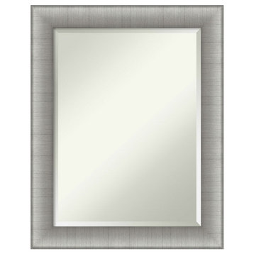 Elegant Brushed Pewter Beveled Wall Mirror - 22.75 x 28.75 in.