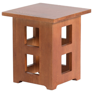 Mission Solid Oak Square End Table with Cut Outs - Michael's Cherry (MC1)
