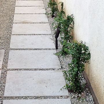 Low-Maintenance Landscape Elements--Paver Walkway, Gravel & Vine Plants