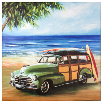 American Art Decor Seaside Cruising Outdoor Canvas Art Print, 35"x35"