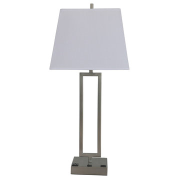Metal Table Lamp, Brushed Nickel, 25.5"