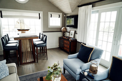 Living room - coastal living room idea in New York