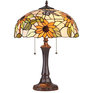 CHLOE Sarai Floral 2 Light Dark Bronze Table Lamp 16" Wide