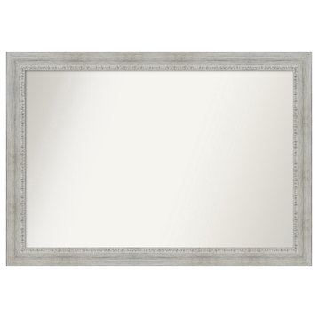 Rustic White Wash Non-Beveled Wood Wall Mirror 40.5x28.5 in.