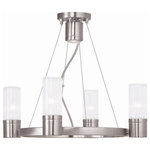 Livex Lighting - Livex Lighting 50694-91 Midtown - 4 Light Chandelier in Midtown Style - 20 Inche - Midtown 4 Light Chan Brushed Nickel Clear *UL Approved: YES Energy Star Qualified: n/a ADA Certified: n/a  *Number of Lights: 4-*Wattage:60w Candalabra Base bulb(s) *Bulb Included:No *Bulb Type:Candalabra Base *Finish Type:Brushed Nickel
