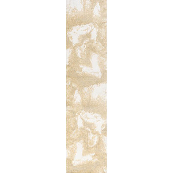 Petalo Abstract Two-Tone Modern Gold/Cream 2 ft. x 8 ft. Runner Rug