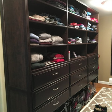 Espresso closet w/ triple dresser closet