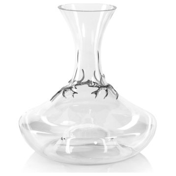 Malachi Glass Wine Decanter With Pewter Antler