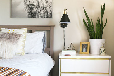 Example of a minimalist bedroom design in Other