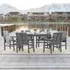 Walker Edison Vincent 7-Piece Chevron Outdoor Patio Dining Set in Gray Wash