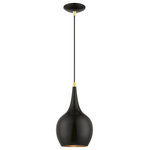 Livex Lighting - Andes 1 Light Shiny Black With Polished Brass Accents Mini Pendant - The Andes mini pendant features a modern, minimal look. It is shown in a chic shiny black finish shade with a gold finish inside and polished brass finish accents.