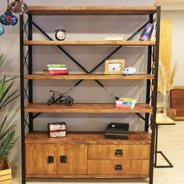 Bellingham Solid Wood Bookcase With Drawers | Wide Shelf Storage Design