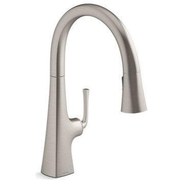 Kohler Graze Pull-down Kitchen Sink Faucet, 3-Function Head, Vibrant Stainless