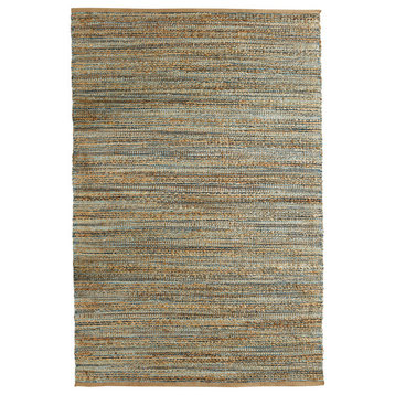 Contemporary Handwoven Natural Jute and Chenille Area Rug, 5' x 7'9"
