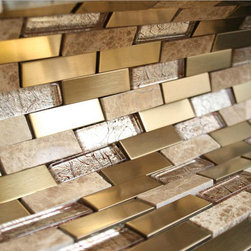 Glossy Deco & Light Emperador Marble & Gold Stainless Steel Authentic Glass Mosa - Home Accessories & Decor