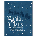 DDCG - Blue "Santa Claus is Coming to Town" Canvas Wall Art, 16"x20" - Spread holiday cheer this Christmas season by transforming your home into a festive wonderland with spirited designs. This Blue "Santa Claus is Coming to Town" 16x20 Canvas Wall Art makes decorating for the holidays and cultivating your Christmas style easy. With durable construction and finished backing, our Christmas wall art creates the best Christmas decorations because each piece is printed individually on professional grade tightly woven canvas and built ready to hang. The result is a very merry home your holiday guests will love.