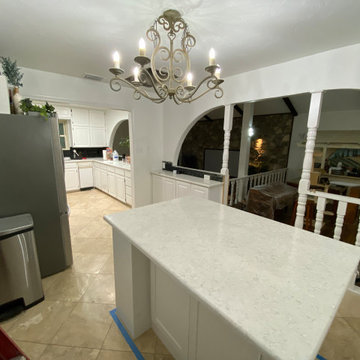 Carrara quartz kitchen countertops
