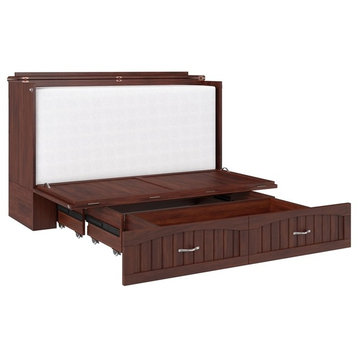 AFI Southampton Queen Solid Wood Murphy Bed Chest with Mattress in Walnut