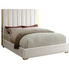 Becca Velvet Upholstered Bed, Cream, Queen