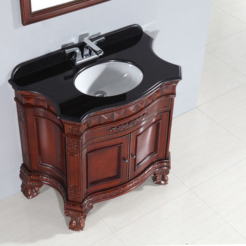 OVE Decors Buckingham Dark Cherry Vanity With Black Granite Top