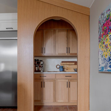 Full-Height Rift Oak Arched Pantry Wall — Built-In Butler's Pantry, Caledon ON