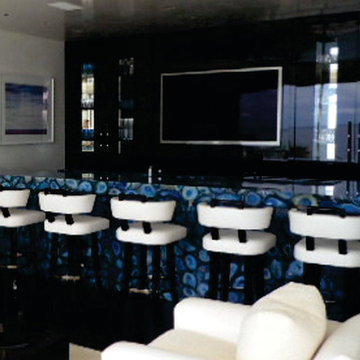Caesarstone’s Concetto Collection Blue Agate backlit with SLABlite