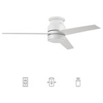 Carro - Carro 52'' Indoor Ceiling Fan with Light Wall Control and Remote by Wifi App, White - [MODERN SMART CEILING FAN]: RANGER Smart Ceiling Fan comes with an LED light kit cased with white glass and black fan blades.