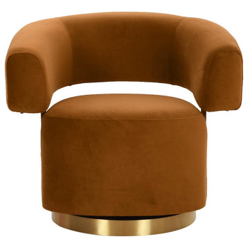 River Cognac Velvet Accent Chair